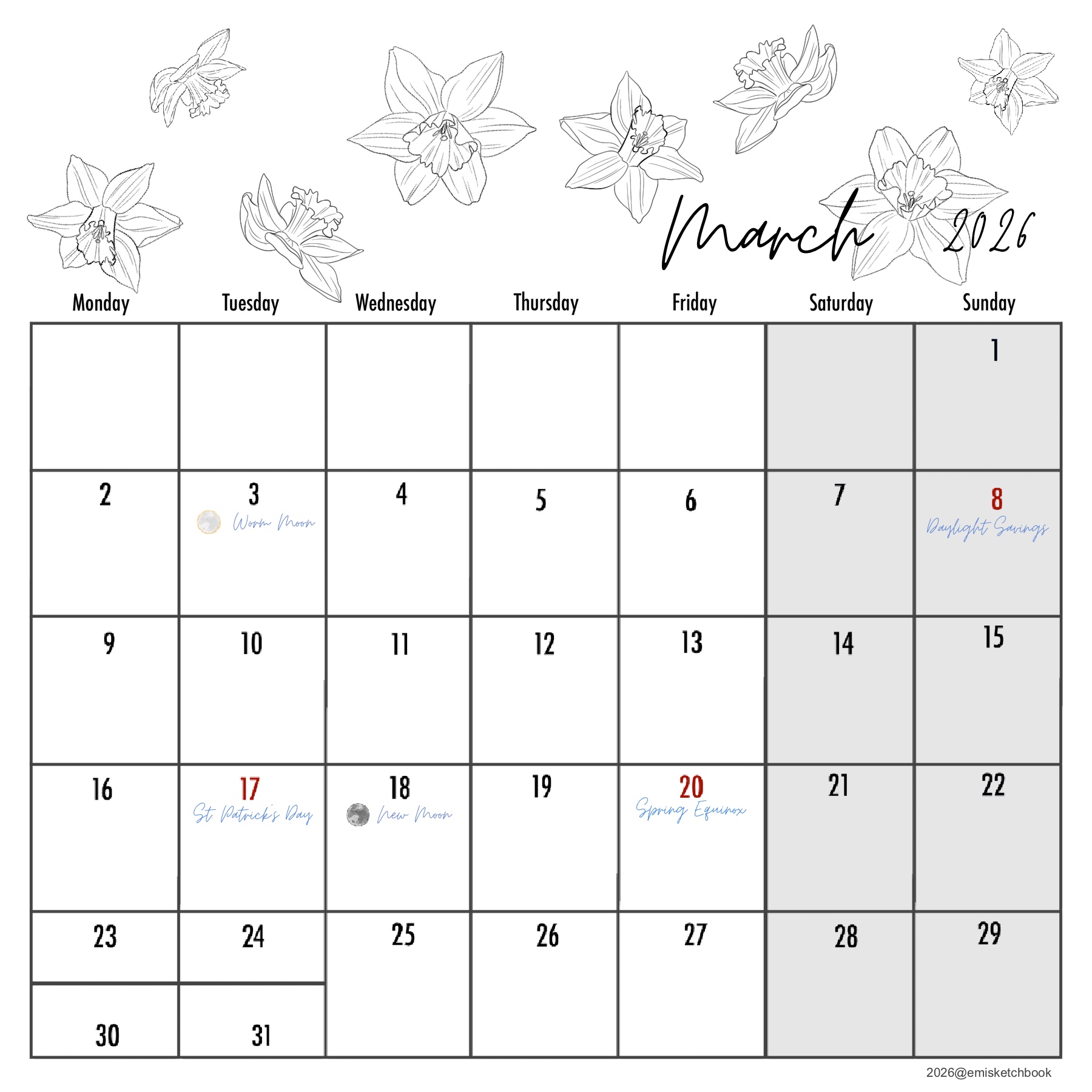 february calendar